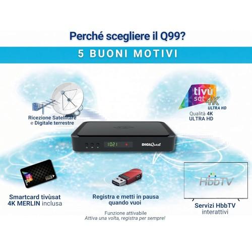 TIVUSAT DIGIQUEST Q99 4K UHD Satellite TV Receiver PVR + FREE PRE-ACTIVATED Tivusat 4K SmartCard - Image 5